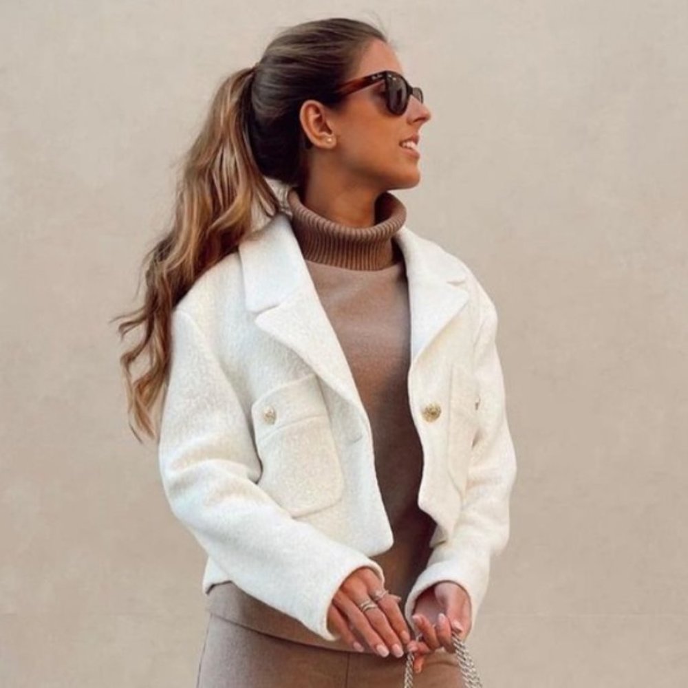 Zara Cropped Wool Blend Blazer